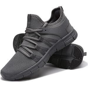 Inzcou Mens Size 9 Gray Lace Up Lightweight Non Slip Running Gym Athletic Shoes